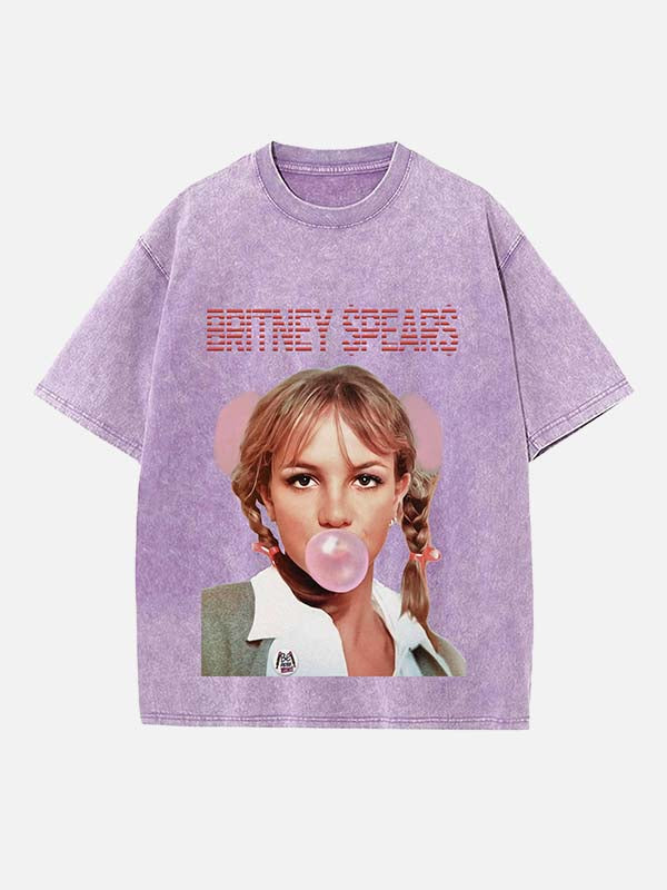 Britney Spears Print Round Neck T-shirt