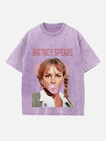 Britney Spears Print Round Neck T-shirt