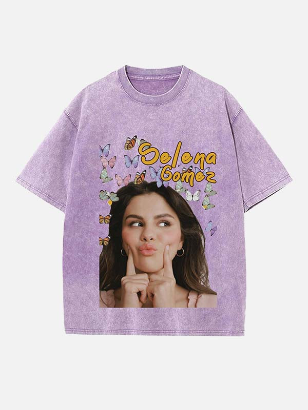 Selena Gomez Print Round Neck T-shirt