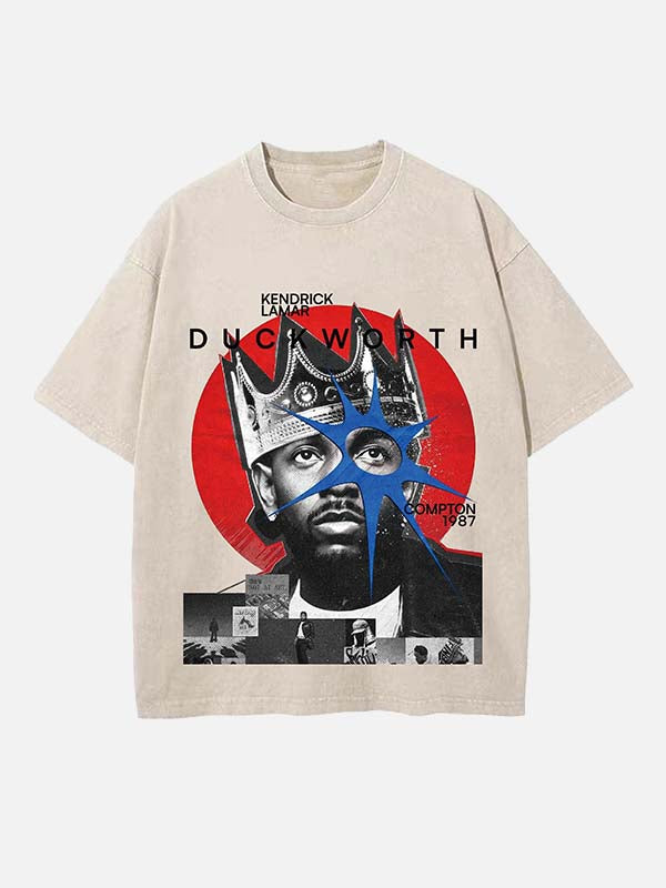 Kendrick Lamar Print Round Neck T-shirt