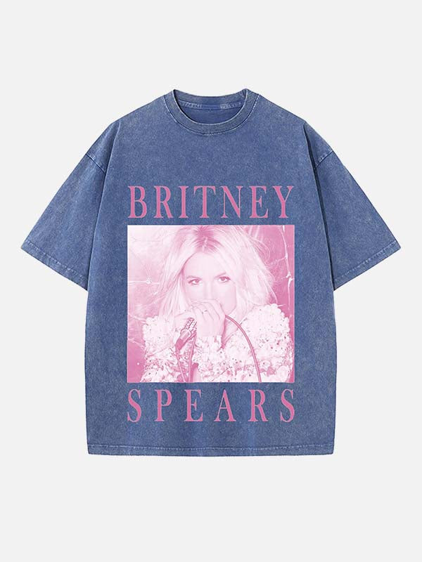 Britney Spears Print Round Neck T-shirt
