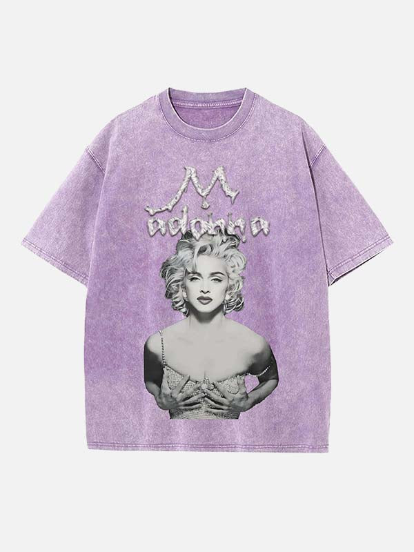 Madonna Print Round Neck T-shirt