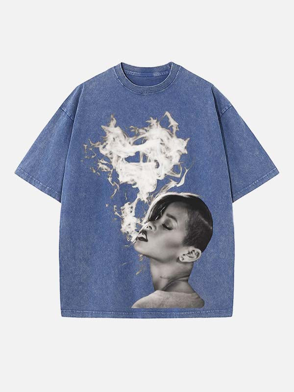 Rihanna Print Round Neck T-shirt