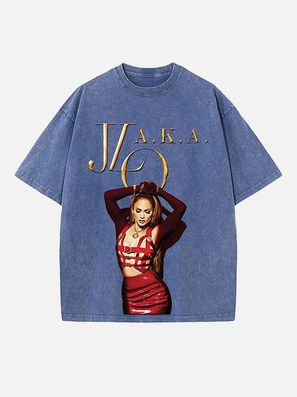 Jennifer Lopez Print Round Neck T-shirt
