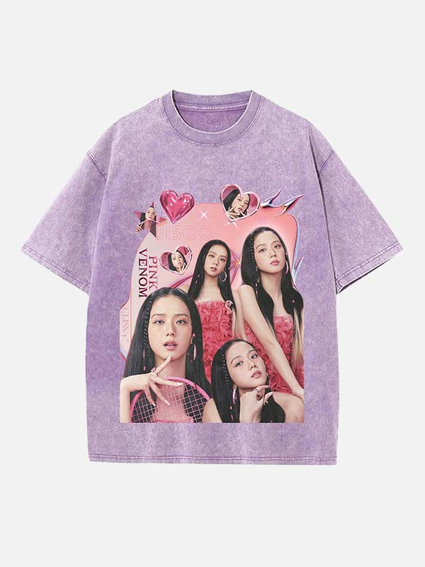 BLACKPINK Jisoo Print Round Neck T-shirt