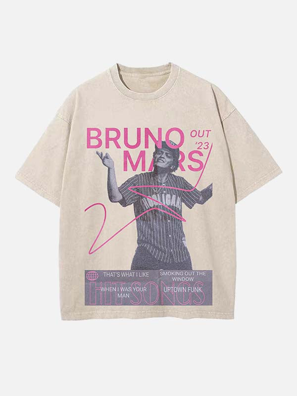 Bruno Mars Print Round Neck T-shirt