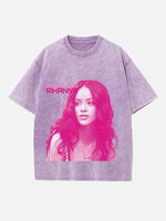 Rihanna Print Round Neck T-shirt