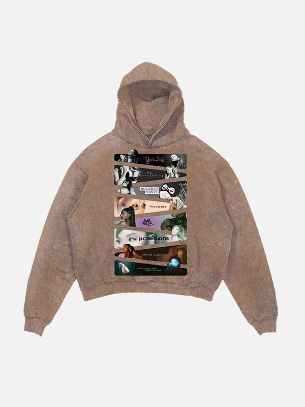 Ariana Grande Print Slant Pockets Hoodie
