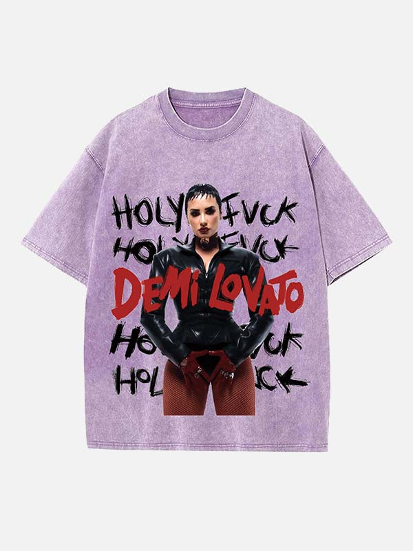 Demi Lovato Print Round Neck T-shirt