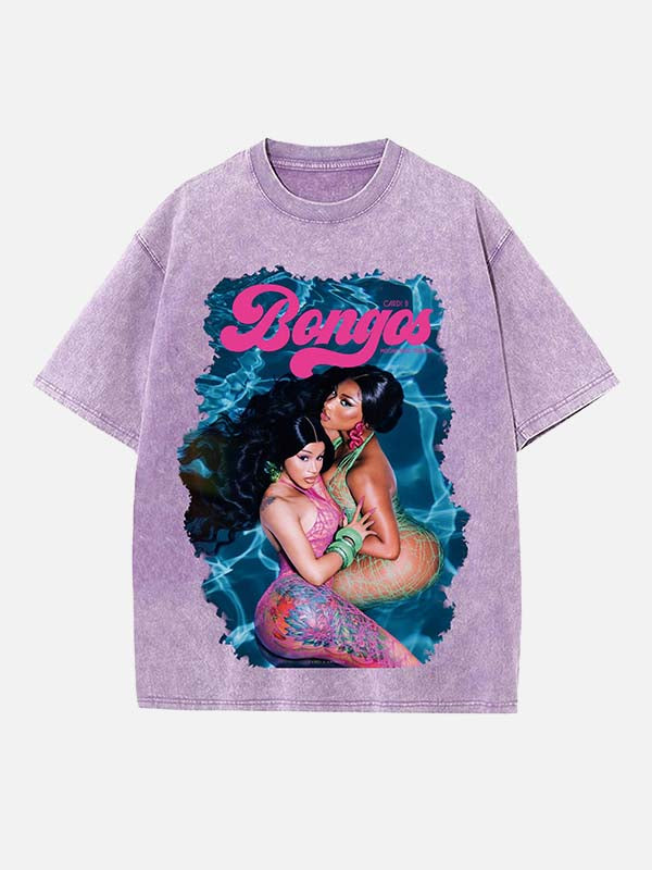 Cardi B Print Round Neck T-shirt