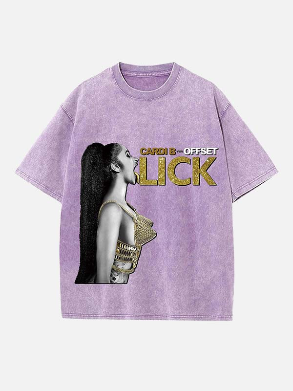 Cardi B Print Round Neck T-shirt