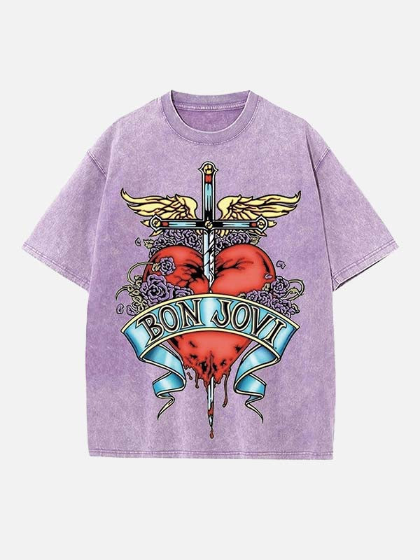 Bon Jovi Print Round Neck T-shirt