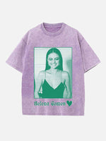 Selena Gomez Print Round Neck T-shirt