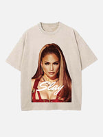 Jennifer Lopez Print Round Neck T-shirt
