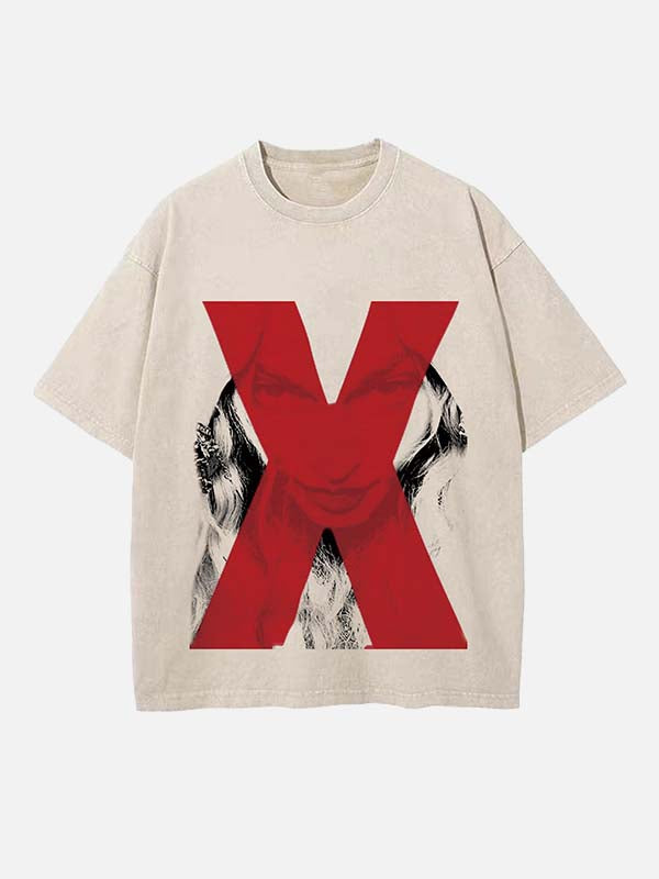 Madonna Print Round Neck T-shirt