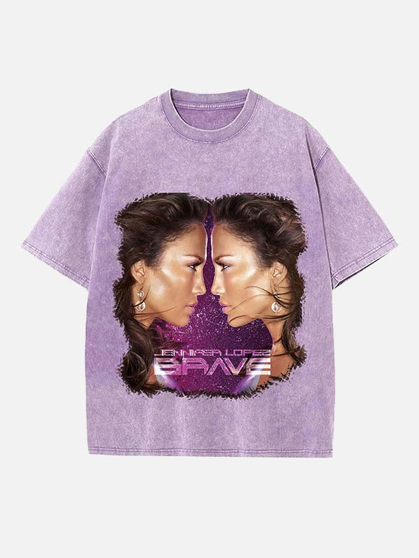 Jennifer Lopez Print Round Neck T-shirt