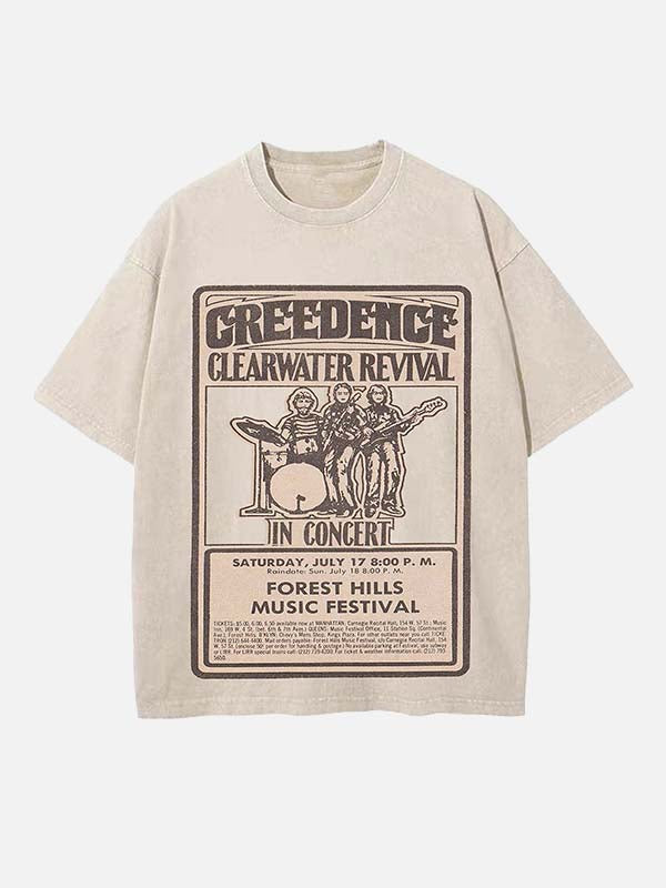 Creedence Clearwater Revival Print Round Neck T-shirt