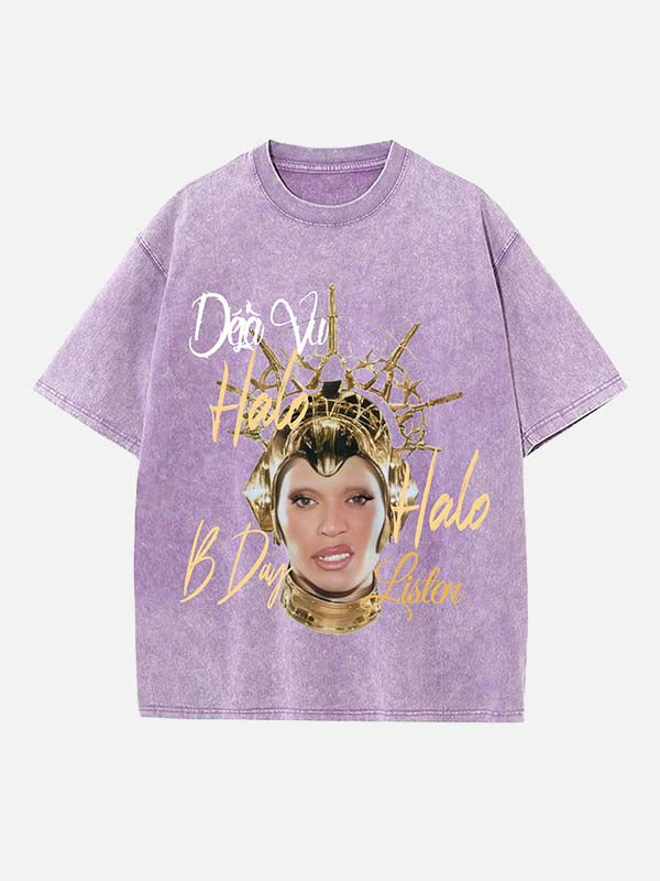 Beyoncé Print Round Neck T-shirt
