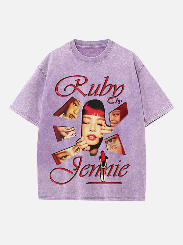 BLACKPINK Jennie Print Round Neck T-shirt
