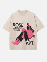Bruno Mars & BLACKPINK Rosé Print Round Neck T-shirt