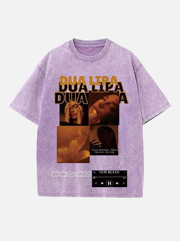Dua Lipa Print Round Neck T-shirt