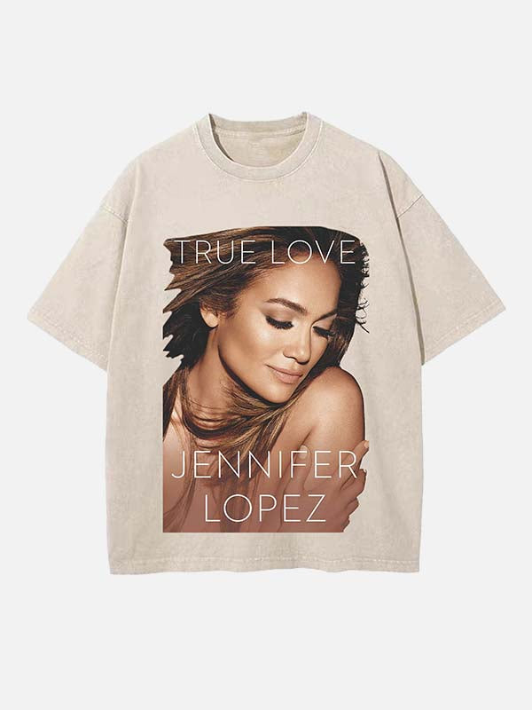 Jennifer Lopez Print Round Neck T-shirt