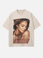 Jennifer Lopez Print Round Neck T-shirt
