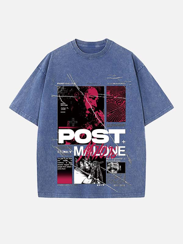 Post Malone Print Round Neck T-shirt