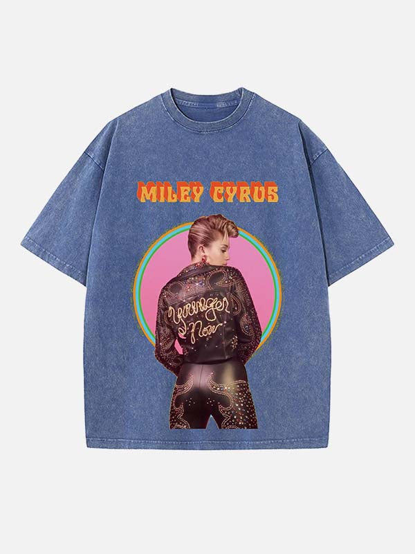 Miley Cyrus Print Round Neck T-shirt