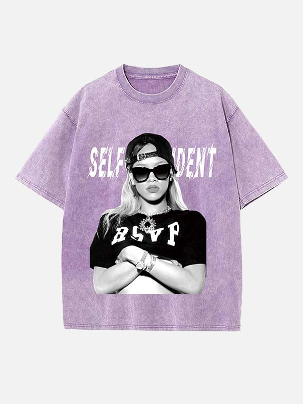 Rihanna Print Round Neck T-shirt