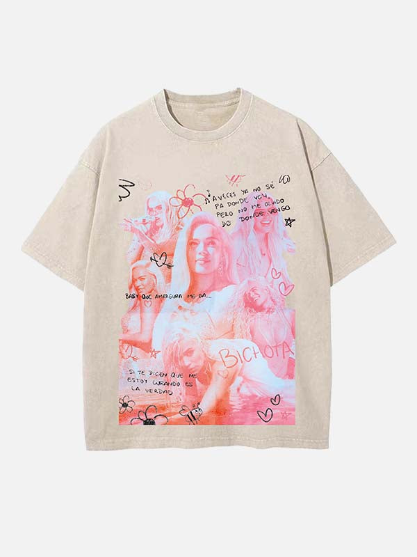 Karol G Print Round Neck T-shirt