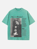 Whitney Houston Print Round Neck T-shirt