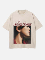 Selena Gomez Print Round Neck T-shirt