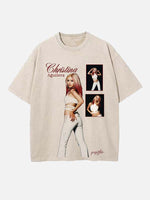 Christina Aguilera Print Round Neck T-shirt