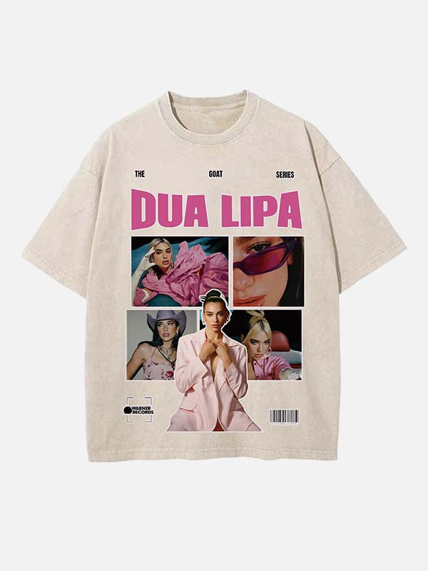 Dua Lipa Print Round Neck T-shirt