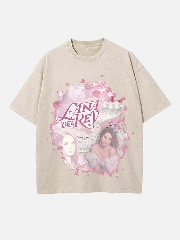 Lana Del Rey Print Round Neck T-shirt