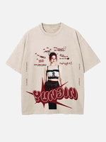 LE SSERAFIM Huh Yunjin Print Round Neck T-shirt