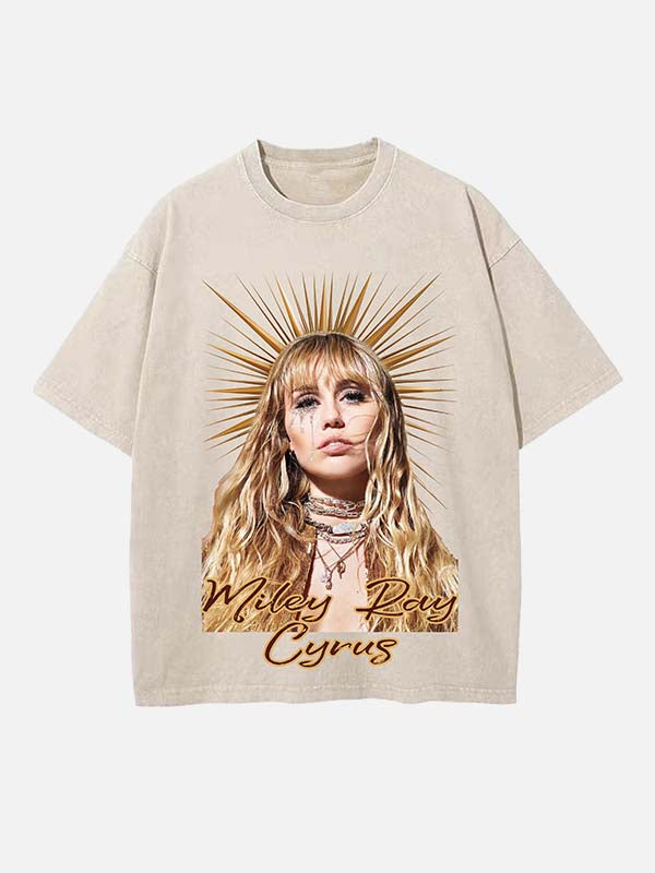 Miley Cyrus Print Round Neck T-shirt
