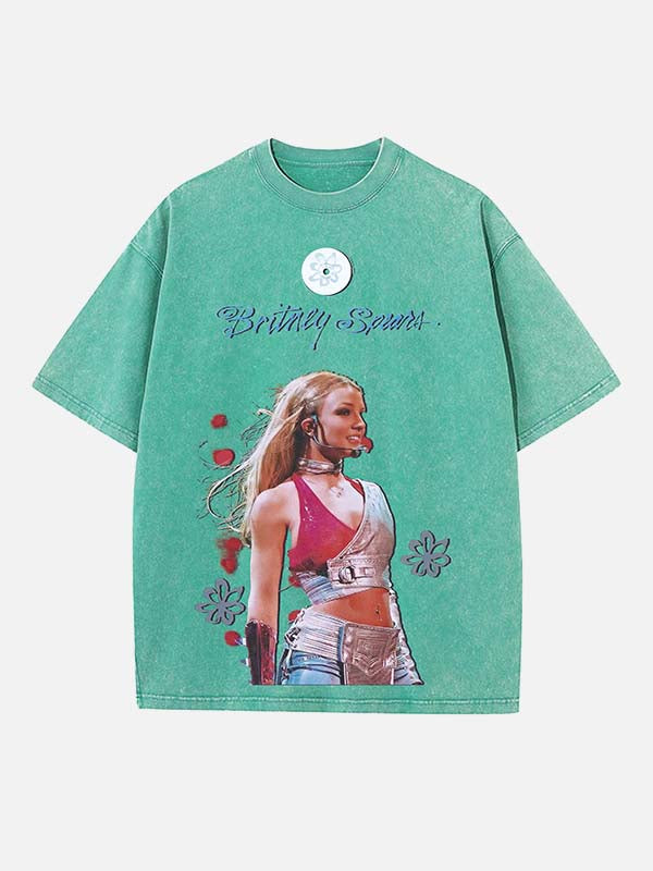 Britney Spears Print Round Neck T-shirt