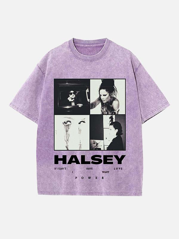 Halsey Print Round Neck T-shirt