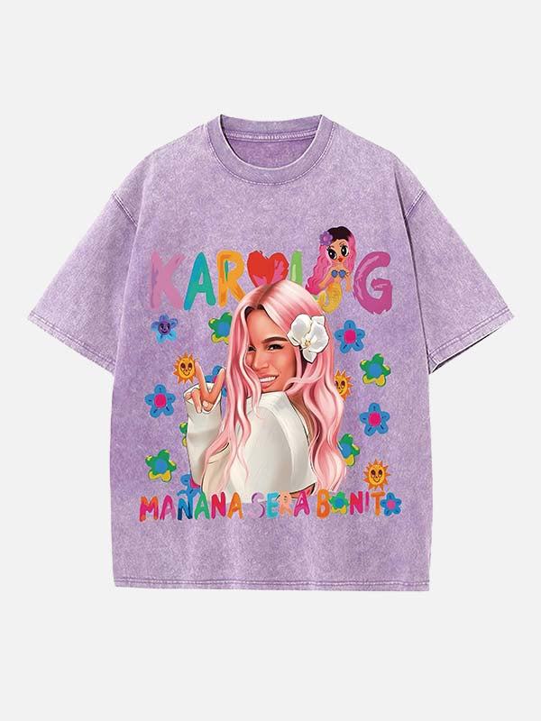 Karol G Print Round Neck T-shirt