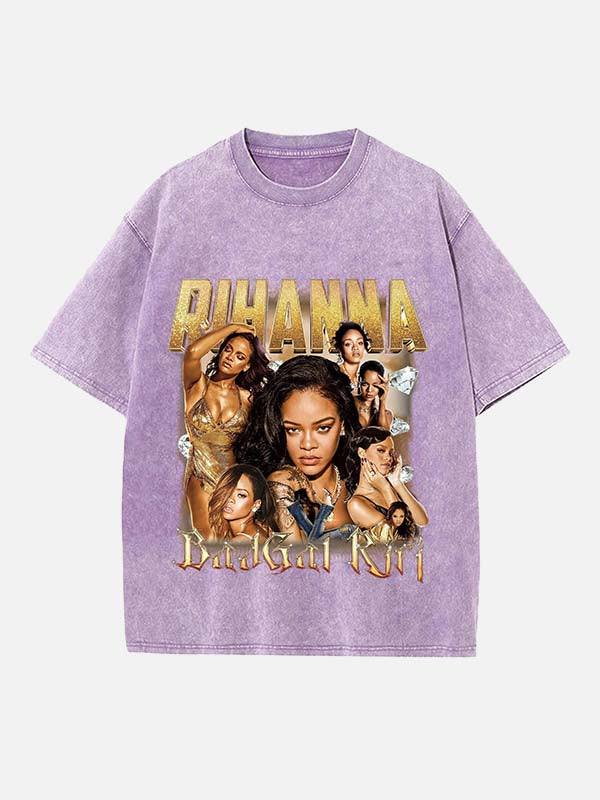 Rihanna Print Round Neck T-shirt
