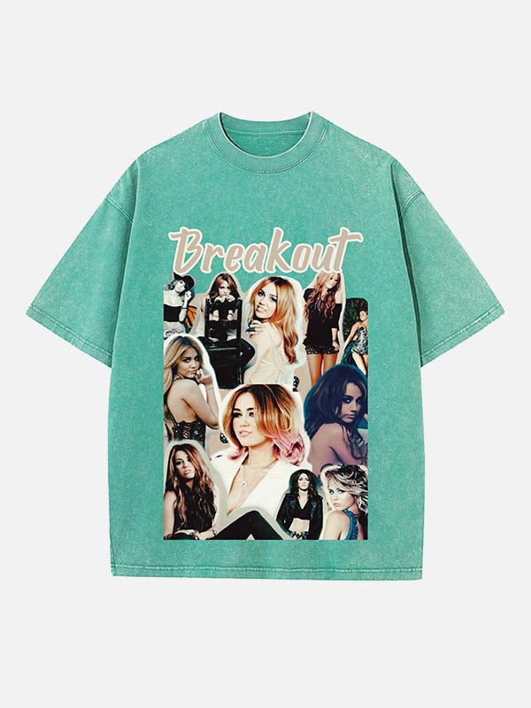 Miley Cyrus Print Round Neck T-shirt