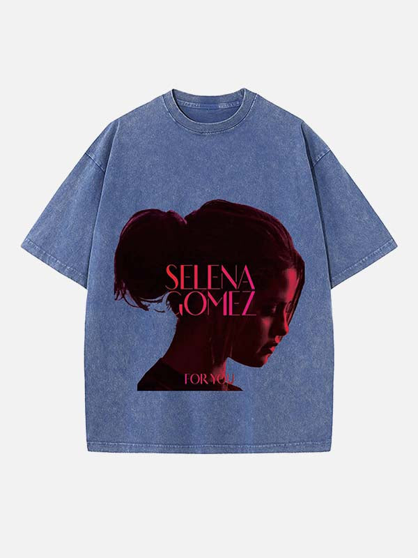 Selena Gomez Print Round Neck T-shirt