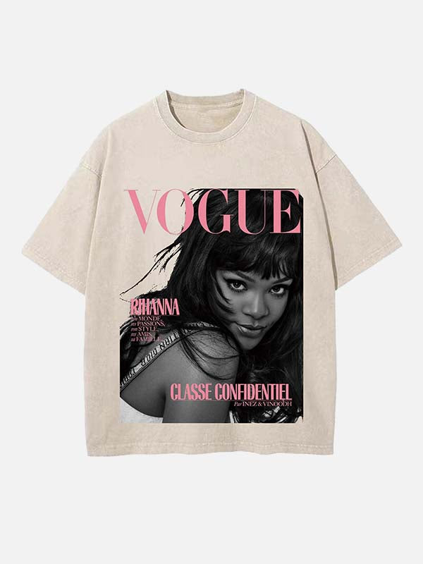 Rihanna Print Round Neck T-shirt