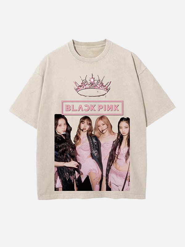BLACKPINK Print Round Neck T-shirt