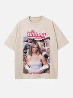 Britney Spears Print Round Neck T-shirt