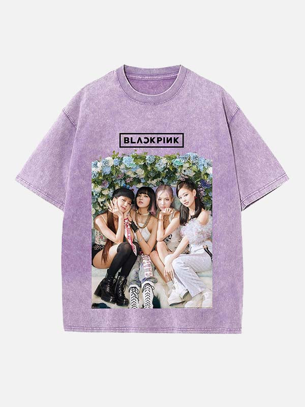BLACKPINK Print Round Neck T-shirt