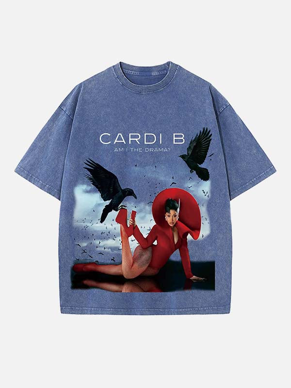 Cardi B Print Round Neck T-shirt