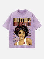Whitney Houston Print Round Neck T-shirt